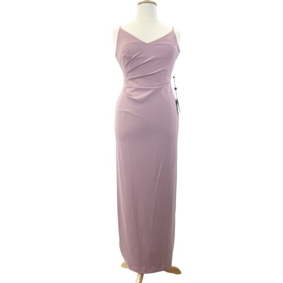 NEW Adrianna Papell Womens 12 Slip Crepe Column Maxi Dress Dusty Pink Rose $139 - Picture 2 of 12